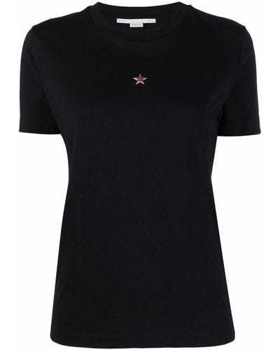 Stella McCartney Camiseta con detalle de estrellas - Negro
