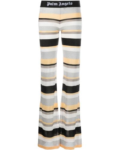 Palm Angels Striped Lurex-knit Pants - Gray