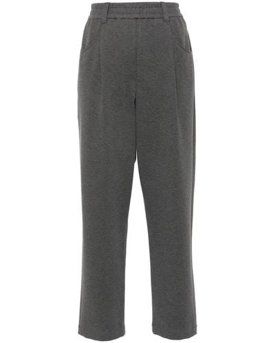 Brunello Cucinelli Cropped Tapered Track Trousers - Grey