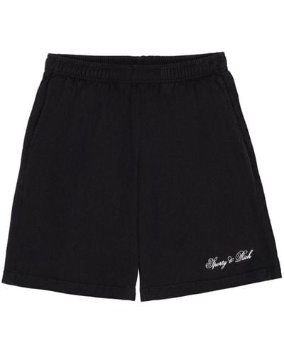Sporty & Rich Logo-print Elasticated-waist Shorts - Black