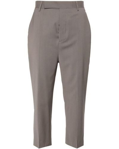 Rick Owens Cropped Virgin Wool Trousers - Grey