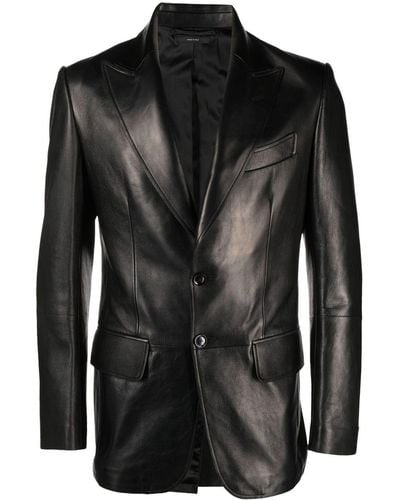 Tom Ford Slim-fit Leather Blazer - Black