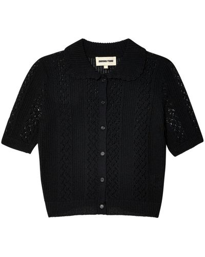 ShuShu/Tong Short-sleeve Cotton Cardigan - Black