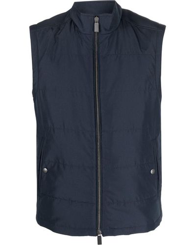 Canali Zipped-up Fastening Vest - Blue