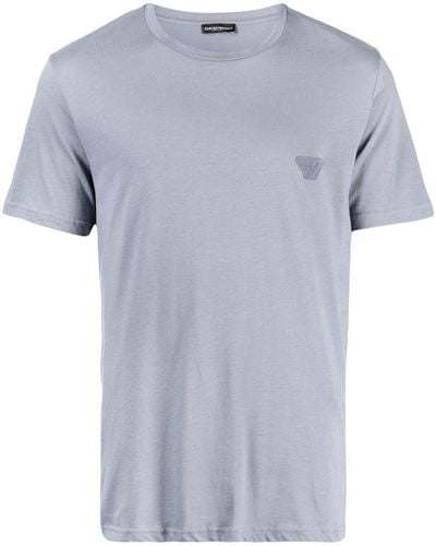 Emporio Armani Embossed-logo Cotton T-shirt - Blue