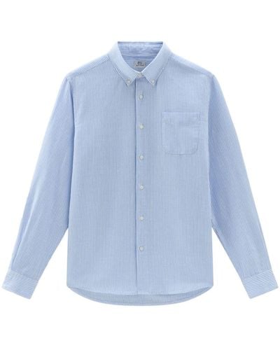 Woolrich Botton Down Linen Shirt - Blue