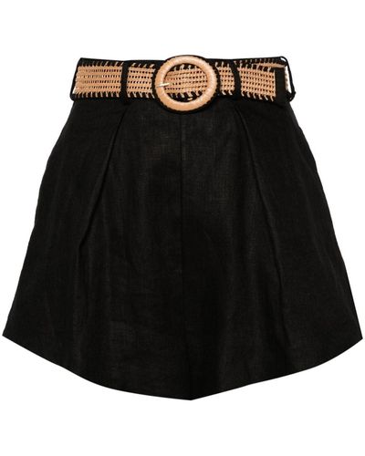 Zimmermann Halliday Tuck Linen Shorts - Black
