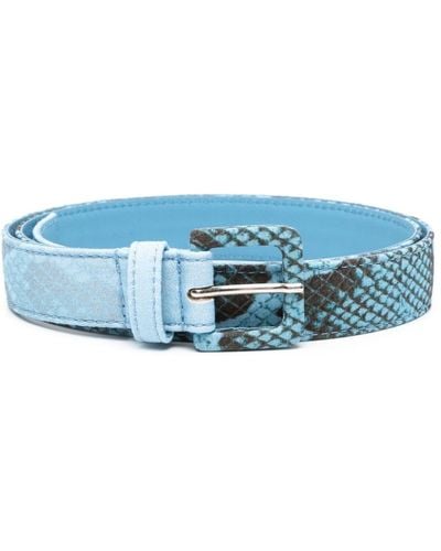 Ermanno Scervino Cinturón ajustable con estampado de piel de serpiente - Azul