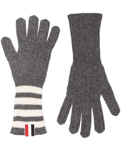 Thom Browne 4-bar Cashmere Gloves - Gray