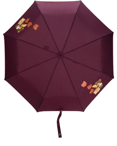 Moschino Paraplu Met Teddybeerprint - Paars