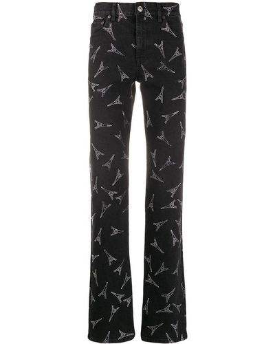 Balenciaga Eiffel Tower Print Slim Jeans - Black