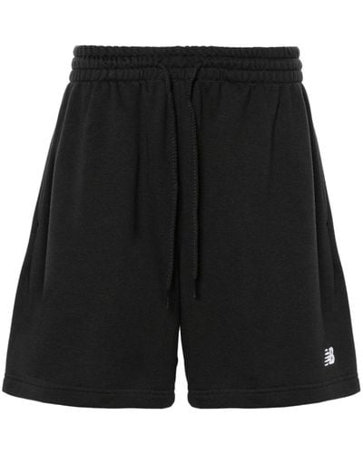 New Balance Logo-embroidered Jersey Track Shorts - Black