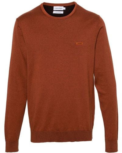 Calvin Klein Fine-knit Cotton-blend Jumper - Brown