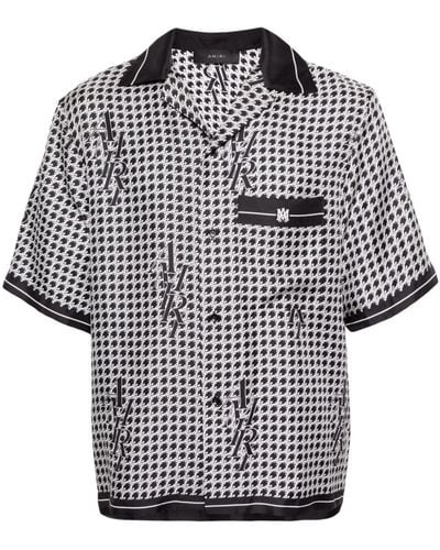 Amiri Zijden Overhemd Met Monogram-patroon - Grijs