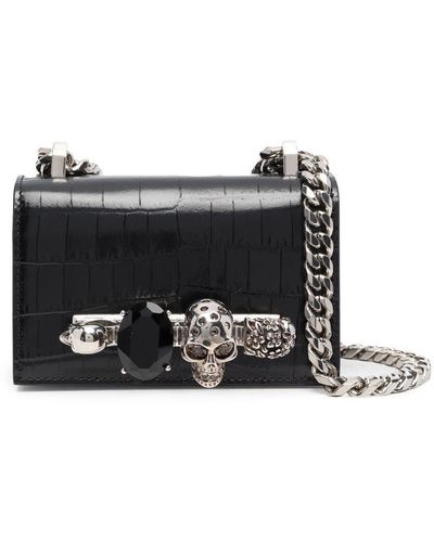 Alexander McQueen Bolso satchel mini con apliques - Negro