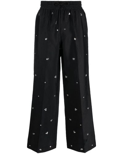 Sandro Crystal-embellished Straight Pants - Black