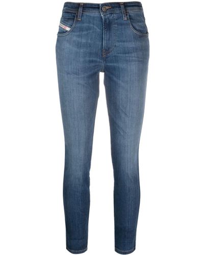 DIESEL Skinny-Jeans im Distressed-Look - Blau