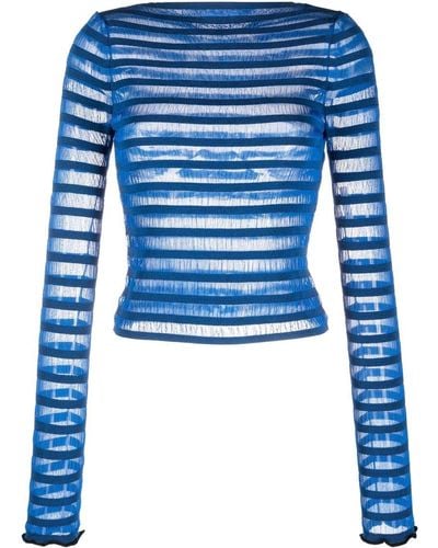 Proenza Schouler Striped Semi-sheer Sweater - Blue