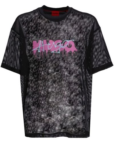 HUGO Camiseta con logo estampado - Negro