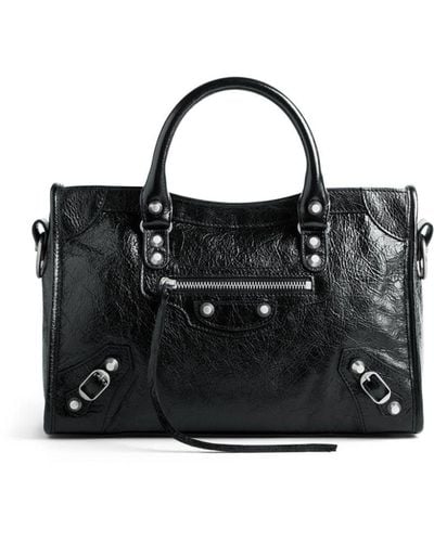 Balenciaga Small Le City Textured-leather Tote Bag - Black