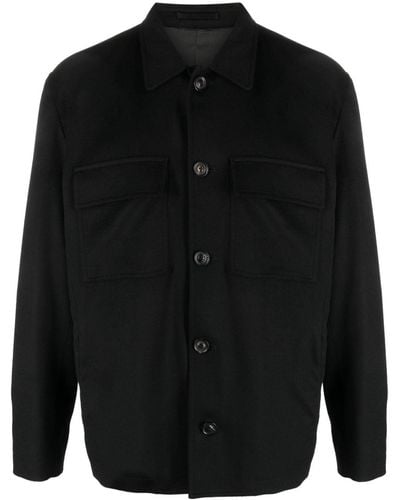 Lardini Button-up Wool-blend Shirt Jacket - Black