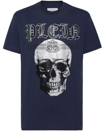 Philipp Plein Skull Logo-print Cotton T-shirt - Blue
