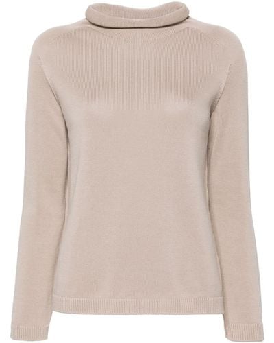 Max Mara Cowl-neck Cotton Sweater - Natural