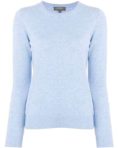 N.Peal Cashmere Crew Neck Cashmere Sweater - Blue