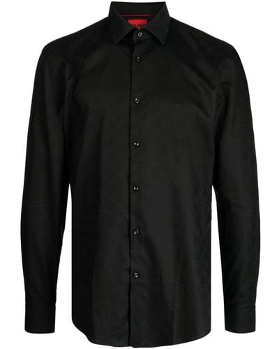 HUGO Camisa con logo estampado - Negro