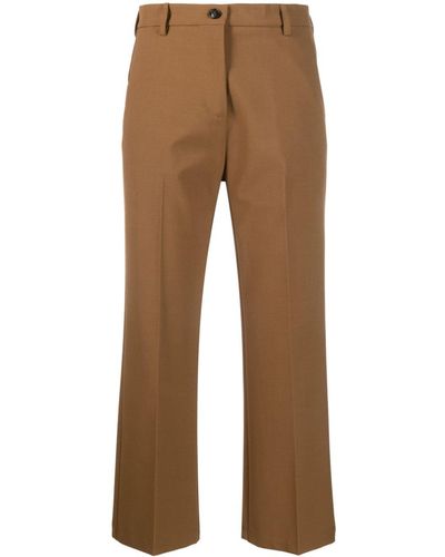 Semicouture Pantalones anchos estilo capri - Marrón