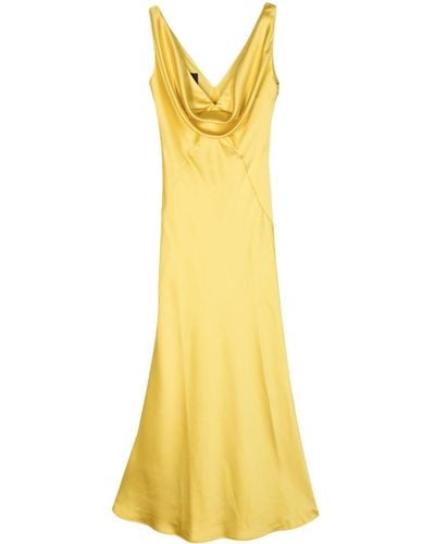 Pinko Long Satin Dress - Yellow