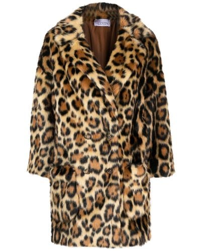 RED Valentino Leopard-print Faux-fur Coat - Brown