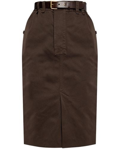 Saint Laurent Belted High-waisted Skirt - Bruin