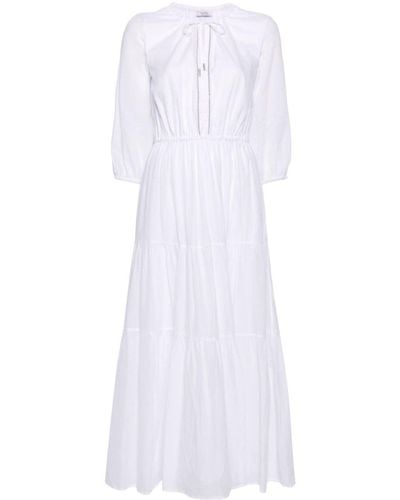 Peserico Beaded-trim Cotton Midi Dress - White