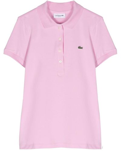 Lacoste Polo-collar Jersey Polo Top - Pink
