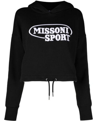Missoni Logo-print Cropped Hoodie - Black