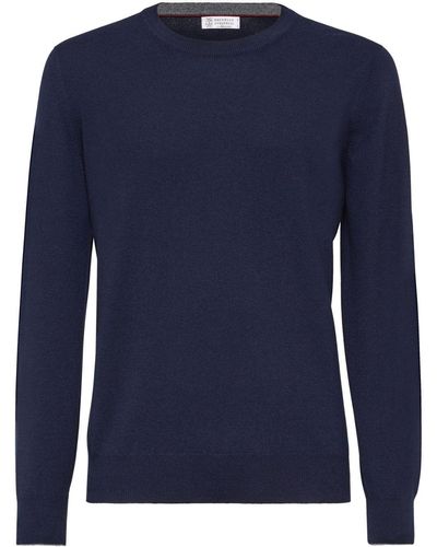 Brunello Cucinelli Kaschmirpullover mit Rundhalsausschnitt - Blau