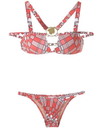 Amir Slama Geometric Print Bikini Set - Red