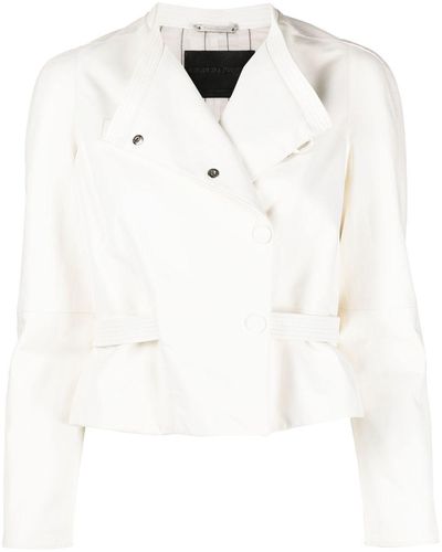 Giorgio Armani Band-collar Cropped Jacket - White
