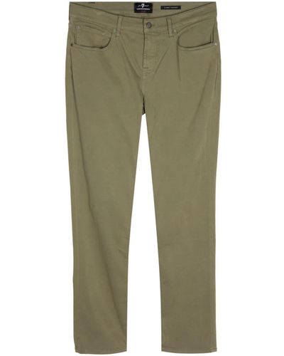 7 For All Mankind Cotton-blend Tapered Trousers - Green