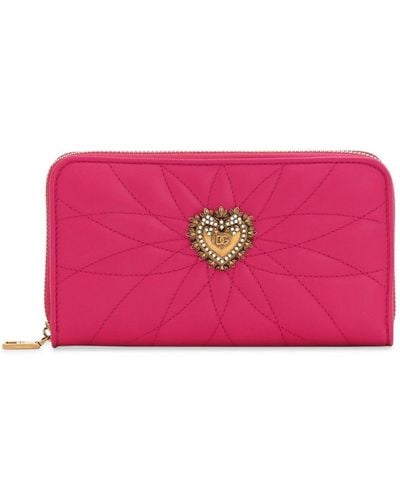 Dolce & Gabbana Devotion Zip-around Leather Wallet - Pink