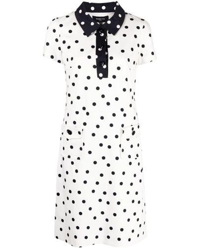 Paule Ka Polka-dot Print Polo Dress - White
