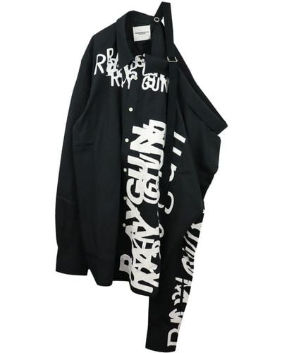 TAKAHIROMIYASHITA TheSoloist. Slogan-print One-shoulder Shirt - Black