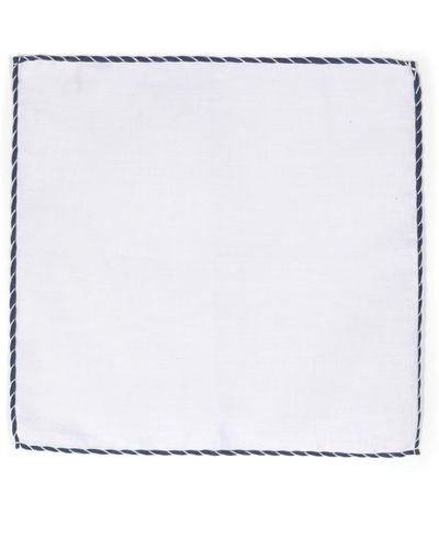 Eleventy Whipstitch-trim Linen Handkerchief - White