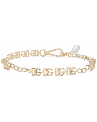 Dolce & Gabbana Dg-logo Chain Belt - White