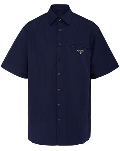 Prada Camisa con logo triangular - Azul