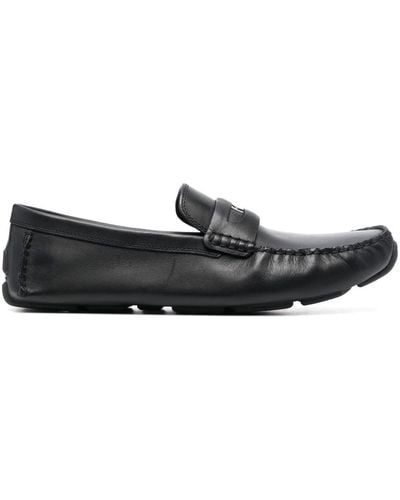 COACH Logo-plaque Leather Loafers - Black