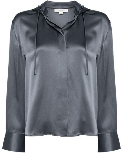 Vince Hooded Silk Shirt - Grey