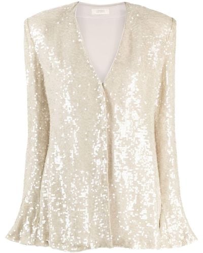 LAPOINTE Sequinned V-neck Blouse - Natural