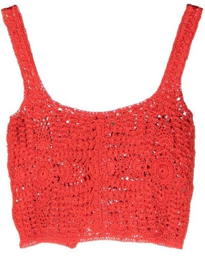 Forte Forte Cropped Crochet Top - Red